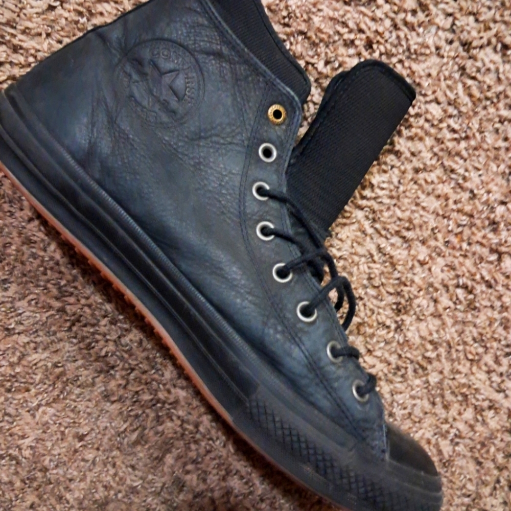 Converse Black Leather High-Top Sneakers Size 13